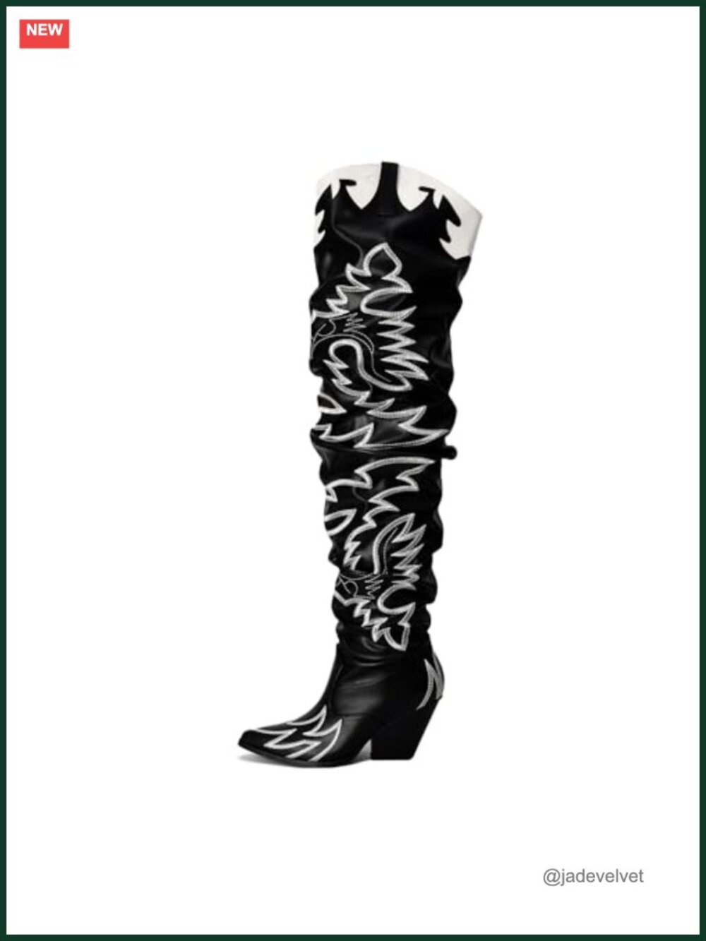 Women's Thigh High Western Cowboy Boots Wide Calf Chunky Block Heel